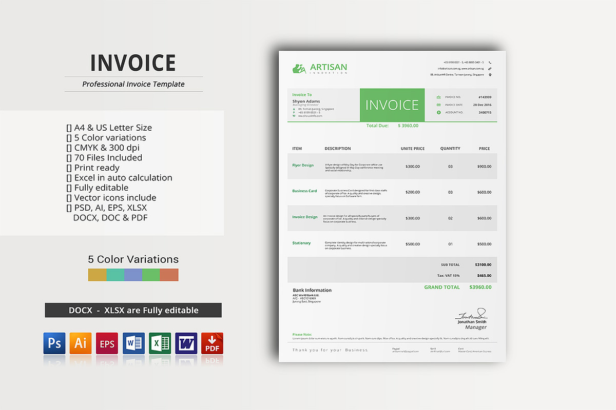 Clean Invoice in Stationery Templates - product preview 8