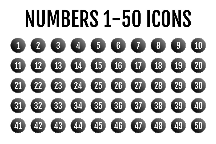 Numbers 1-50 Icons in Number Icons - product preview 8
