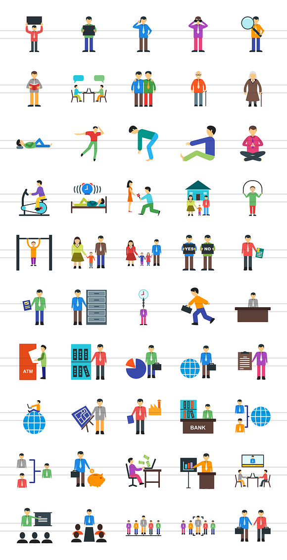 50 Humans Flat Multicolor Icons in Graphics - product preview 1