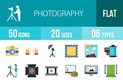 50 Photography Flat Multicolor Icons