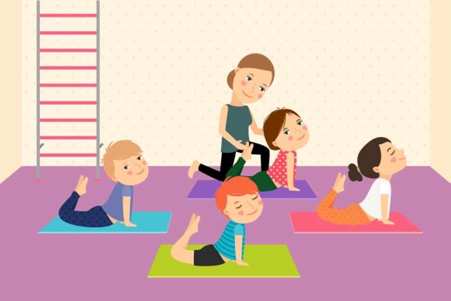 Kids yoga with Instructor in Graphics - product preview 8
