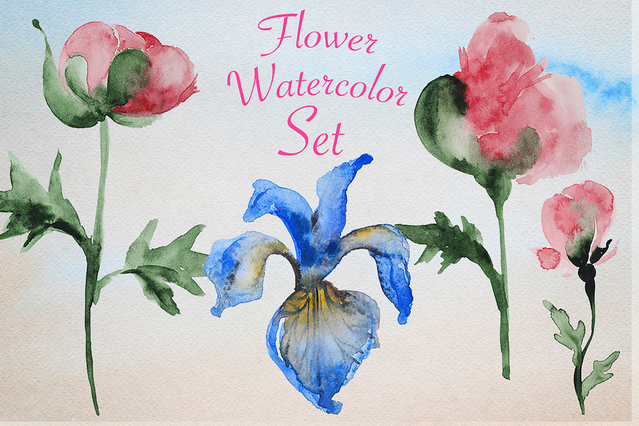 Flower watercolor set