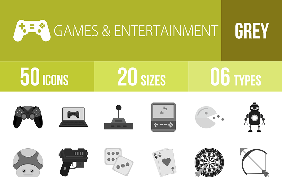 50 Games Greyscale Icons