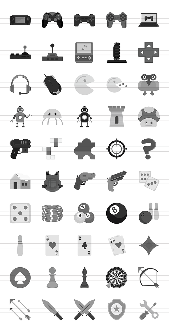 50 Games Greyscale Icons in Video Game Icons - product preview 1