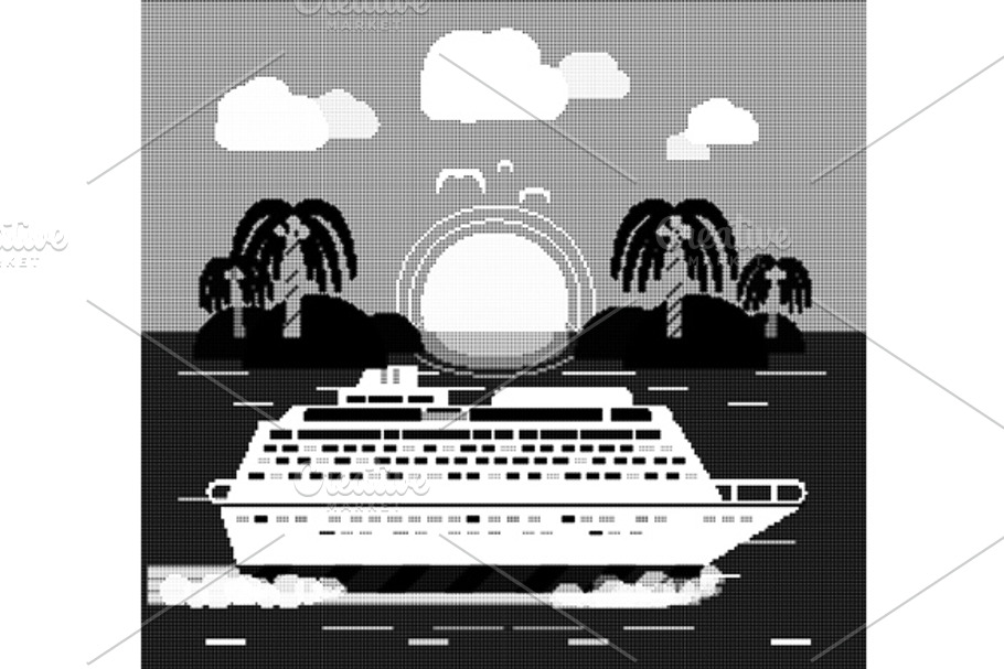 Cruise Ship. Water Tourism in Illustrations - product preview 8