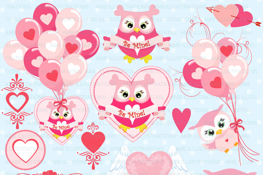 Valentine Clipart Owls AMB-1147