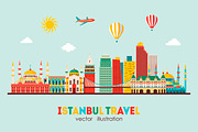 Istanbul skyline detailed silhouette