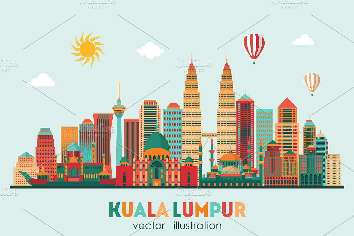 Kuala Lumpur detailed silhouette. in Illustrations - product preview 8
