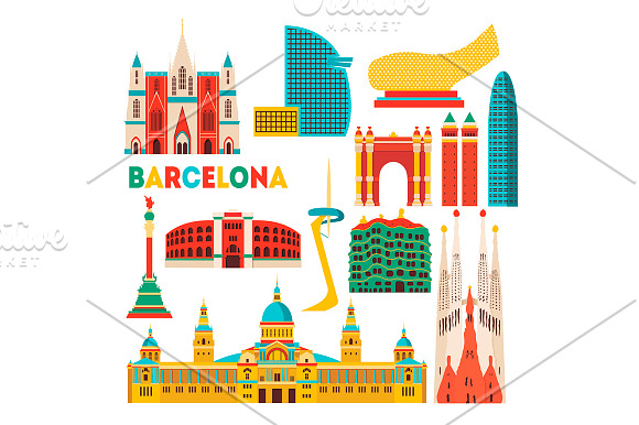 Barcelona skyline detailed silhouett in Illustrations - product preview 1