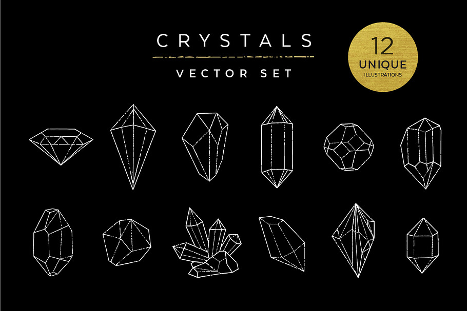 Crystals Vector Illustration Set