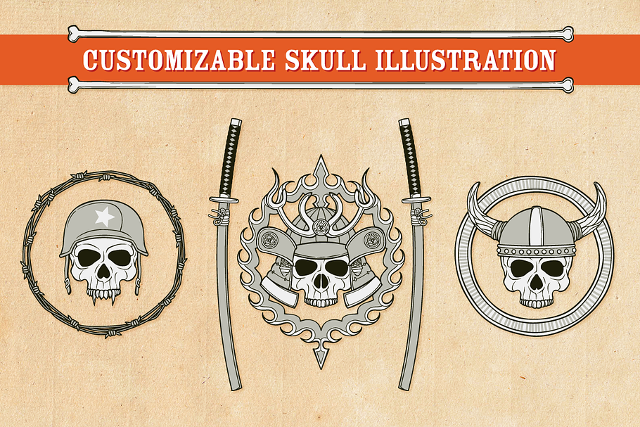 Customizable Skull Illustration in Illustrations - product preview 8