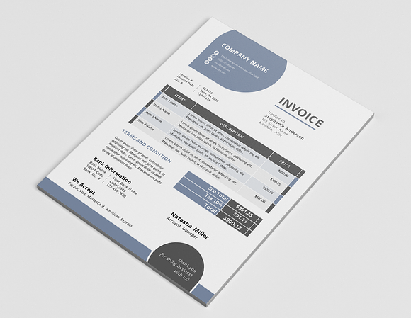 Unique corporate Word invoice in Stationery Templates - product preview 2