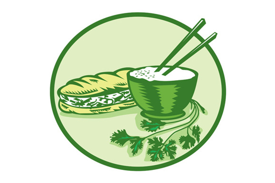 Banh Mi Rice Bowl Coriander Circle R in Illustrations - product preview 8