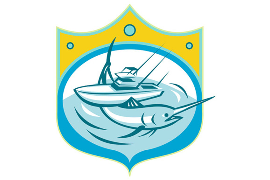 Blue Marlin charter Fishing Boat Ret in Illustrations - product preview 8