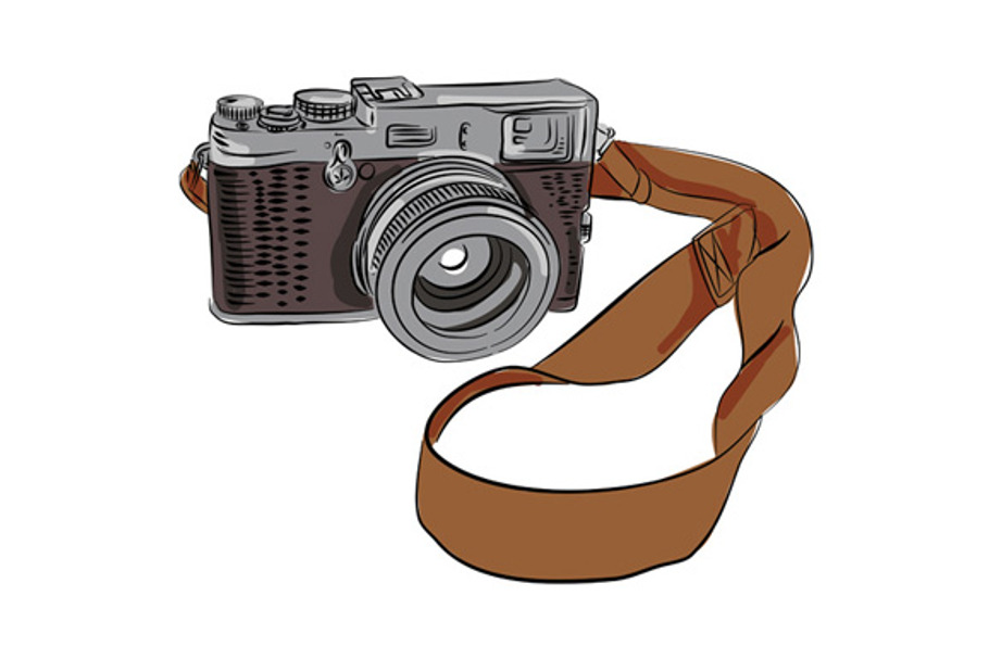 Vintage Camera Drawing Isolated in Illustrations - product preview 8