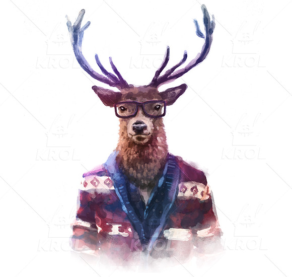 Big Bundle of 14 Hipster Animals in Illustrations - product preview 11