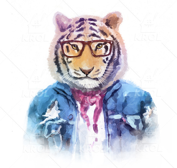Big Bundle of 14 Hipster Animals in Illustrations - product preview 15