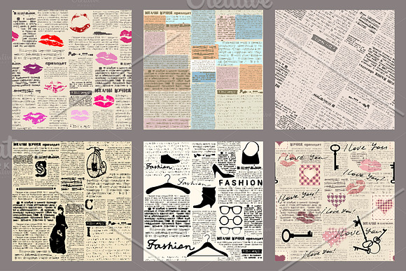 Newspapers texture set. in Patterns - product preview 1
