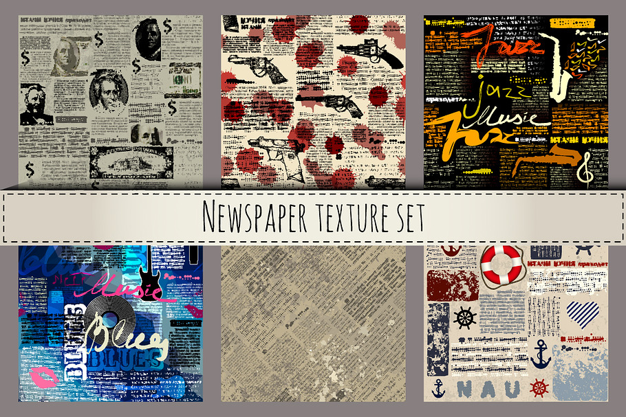 Newspaper texture set. in Patterns - product preview 8