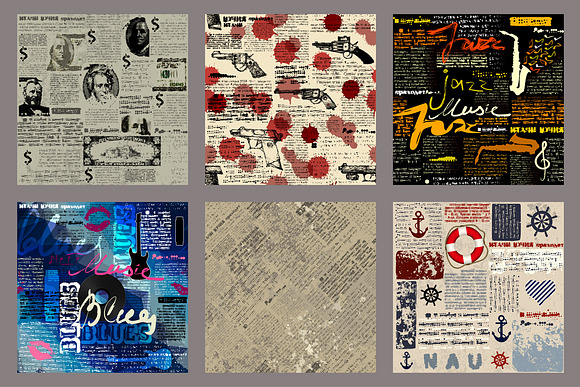 Newspaper texture set. in Patterns - product preview 1