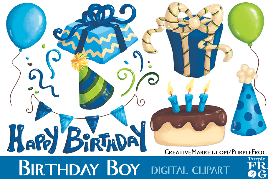 BIRTHDAY BOY - Digital Clipart in Illustrations - product preview 8