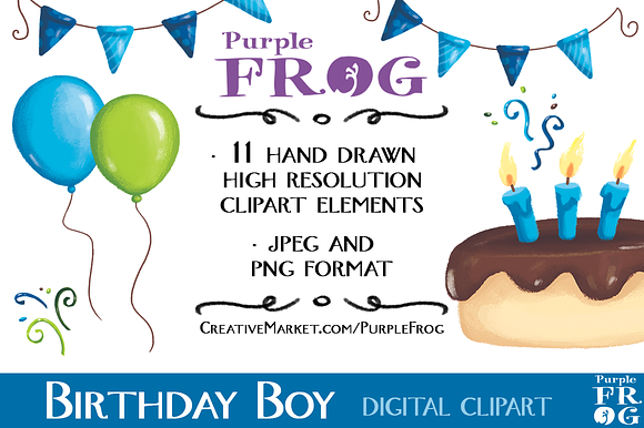 BIRTHDAY BOY - Digital Clipart in Illustrations - product preview 1