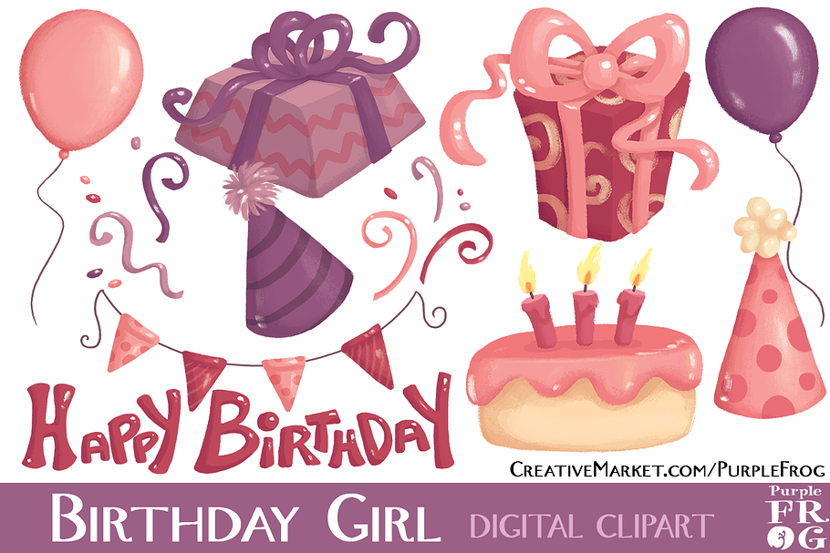 BIRTHDAY GIRL - Digital Clipart in Illustrations - product preview 8