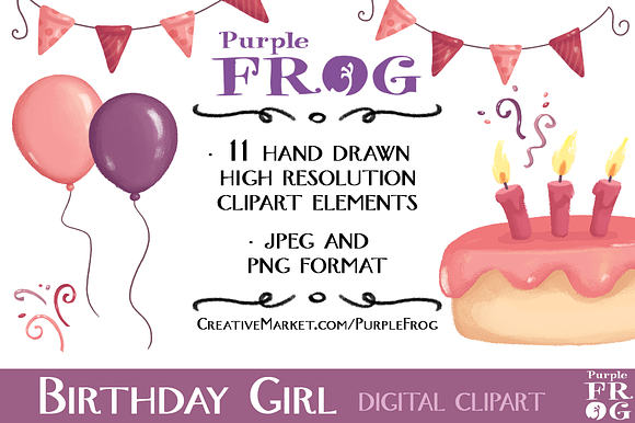 BIRTHDAY GIRL - Digital Clipart in Illustrations - product preview 1