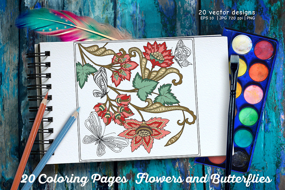 Flowers and Butterflies in Illustrations - product preview 8