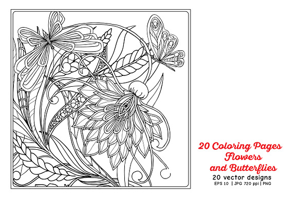 Flowers and Butterflies in Illustrations - product preview 3