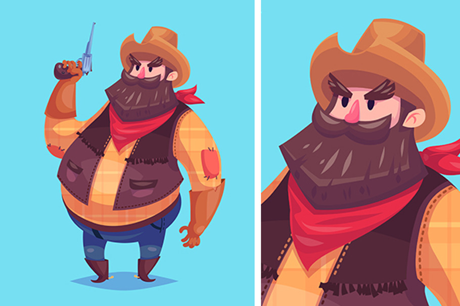 Vector illustration of cute cowboy in Illustrations - product preview 8