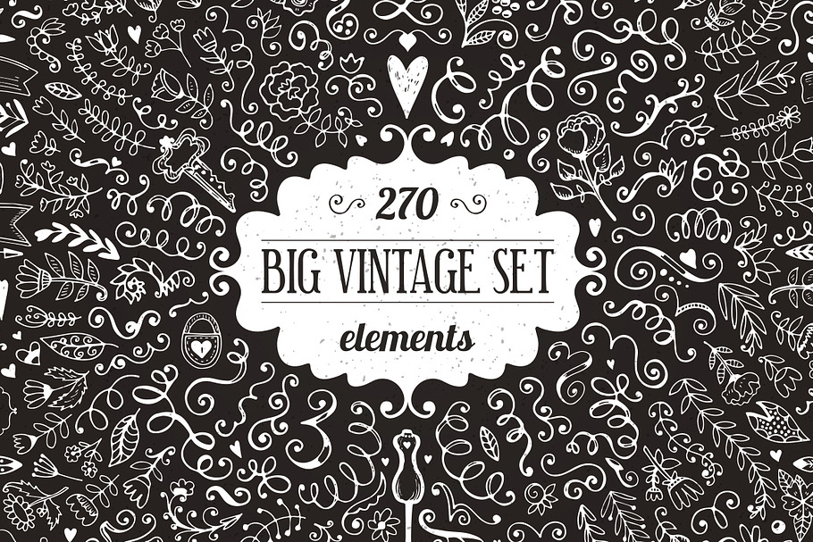 270 elements Vintage Decorations Set