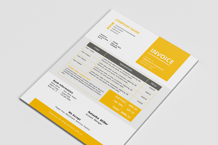 Elegant business Word invoice design in Stationery Templates - product preview 8