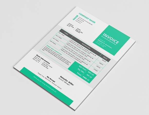 Elegant business Word invoice design in Stationery Templates - product preview 1