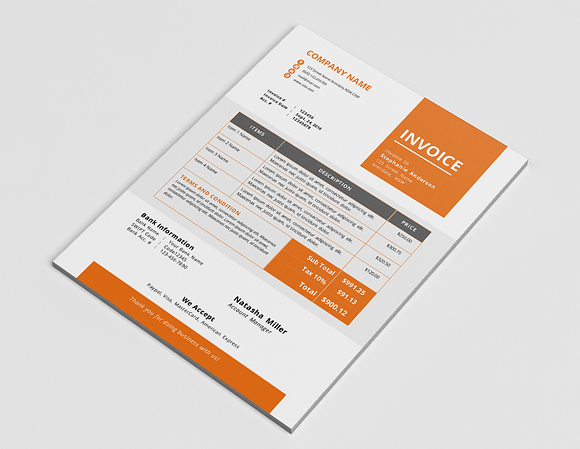 Elegant business Word invoice design in Stationery Templates - product preview 2