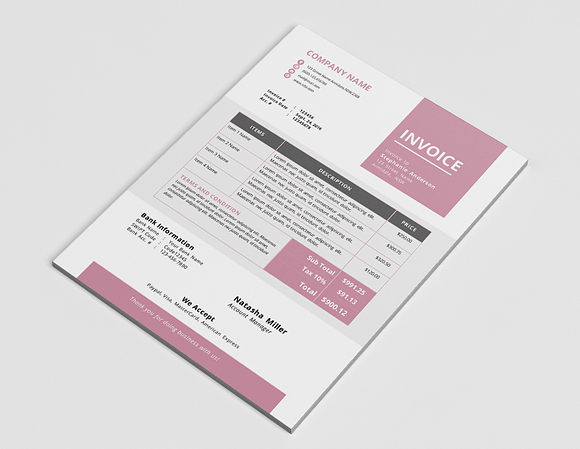 Elegant business Word invoice design in Stationery Templates - product preview 3