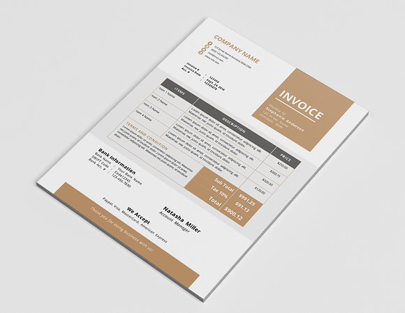 Elegant business Word invoice design in Stationery Templates - product preview 4