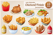 Chicken&Potato: Vector food icons