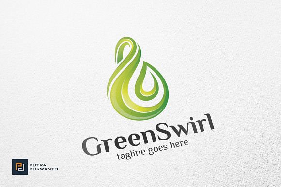 Green Swirl / Leaf - Logo Template in Logo Templates - product preview 1