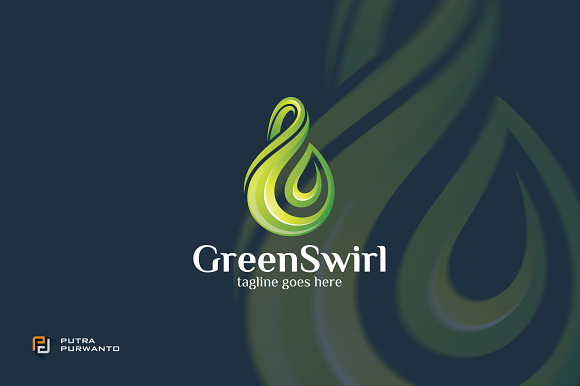 Green Swirl / Leaf - Logo Template in Logo Templates - product preview 2