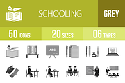 50 Schooling Greyscale Icons