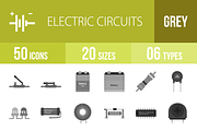 50 Electric Circuits Greyscale Icons