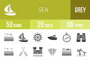 50 Sea Greyscale Icons