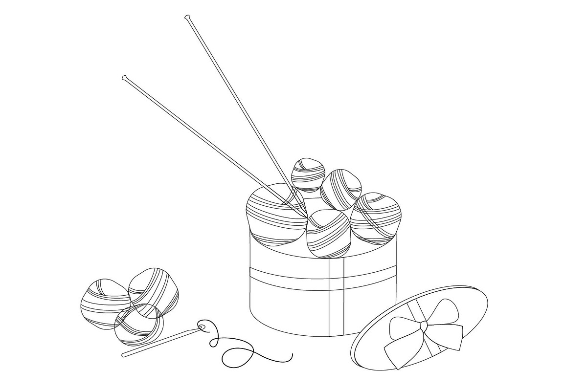 Linear balls of yarn for knitting. in Illustrations - product preview 8