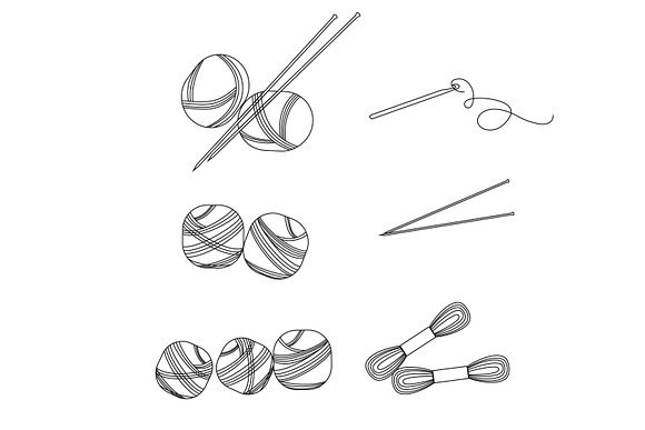 Linear balls of yarn for knitting. in Illustrations - product preview 1