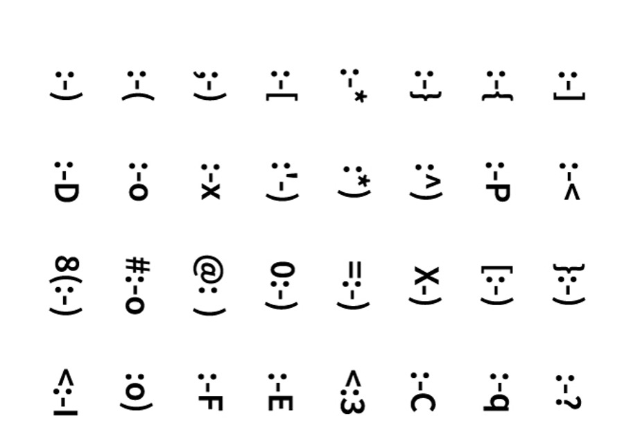 Set of typography smiley icons in Graphics - product preview 8