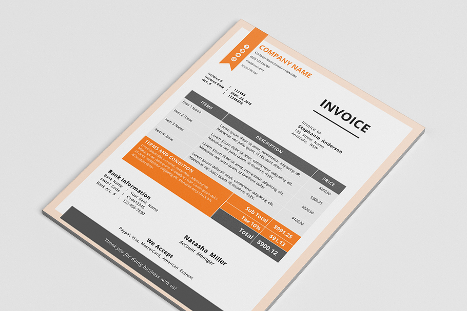 Modern business docx invoice 