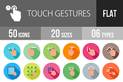 50 Touch Gesture Flat Shadowed Icons