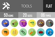  50 Tools Flat Shadowed Icons