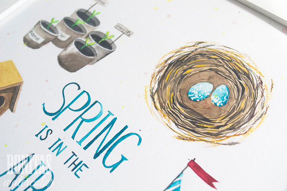 Lovely spring watercolor objects.  in Objects - product preview 2